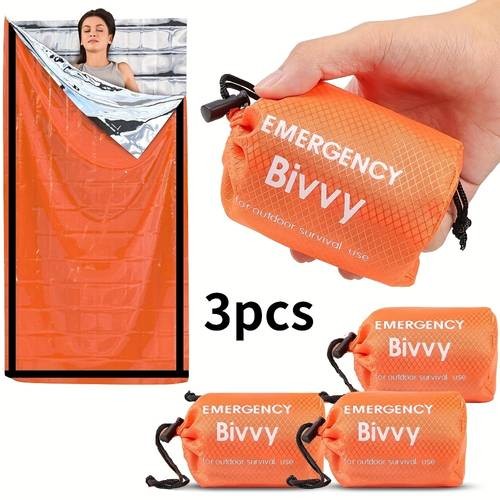 3pcs Emergency Survival Shelter with Thermal Blanket – Portable Lightweight Tent for Camping, Hiking & Outdoor Emergencies