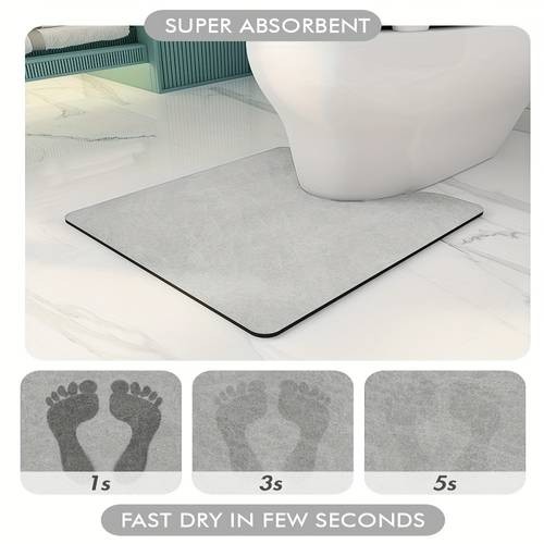 SIXHOME U-Shaped Toilet Mat – Ultra Absorbent, Quick-Dry, Non-Slip Bathroom Mat