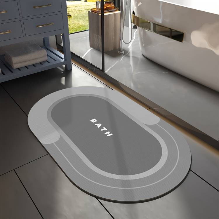 SIXHOME Ultra-Absorbent Quick-Dry Bath Mat – Non-Slip Rubber Backing, Soft Diatomaceous Earth Material