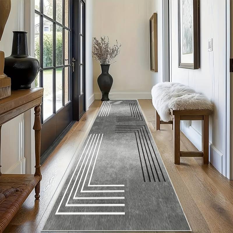 Modern Geometric Rug – Non-Slip Backing, Stylish Design for Hallways, Bedrooms, Kitchens & Bathrooms