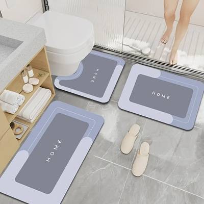 3pcs Diatomite Bathroom Rug Set – Non-Slip, Soft & Absorbent Bath Mats for Kitchen, Entryway & Home Decor
