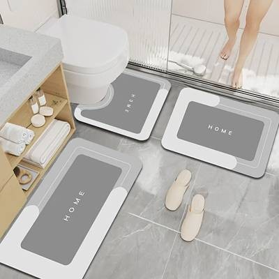3pcs Diatomite Bathroom Rug Set – Non-Slip, Soft & Absorbent Bath Mats for Kitchen, Entryway & Home Decor
