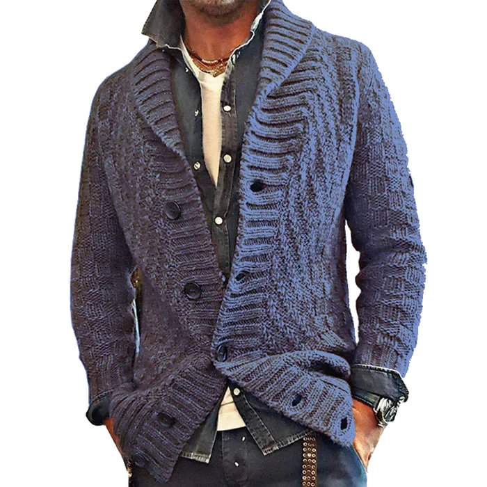 Men's vintage lapel knit cardigan jacket