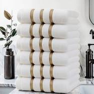 Luxury 6pcs Cotton Towel Set – Soft, Absorbent Hand Towels with Striped Pattern
