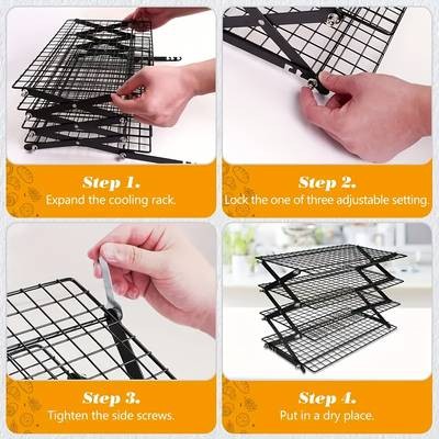FARIDABIO 3/4 Layer Stackable Folding Cooling Rack – Heavy-Duty Metal Construction for Baking & Outdoor Use