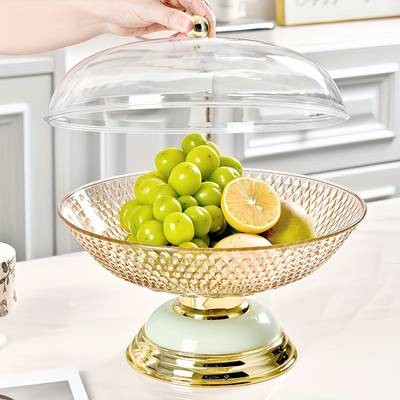 FARIDABIO Round Large Storage Basket with Lid – Multifunctional Organizer for Fruits, Breads, Snacks & More