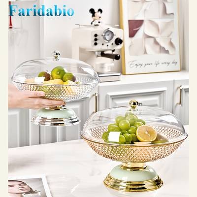 FARIDABIO Round Large Storage Basket with Lid – Multifunctional Organizer for Fruits, Breads, Snacks & More