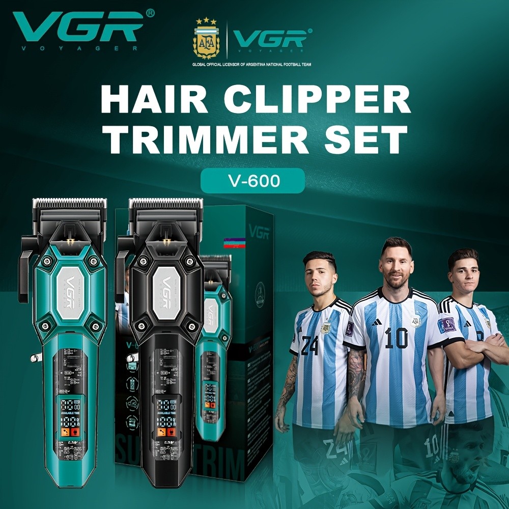 VGR V-600 Professional Men's Hair Clippers Set with LED Display