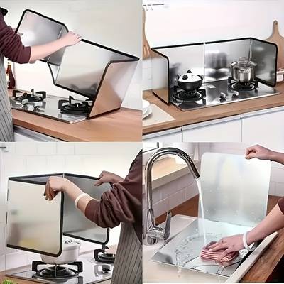 FARIDABIO Heat-Resistant Stainless Steel Stove Splash Guard – Nonstick Oil Baffle Plate for Safe Cooking