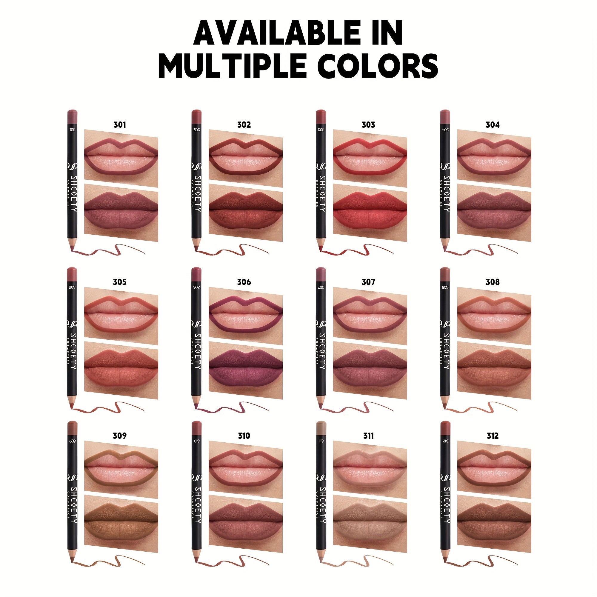 SHCOETY 12pcs Professional Matte Lip Liner Set
