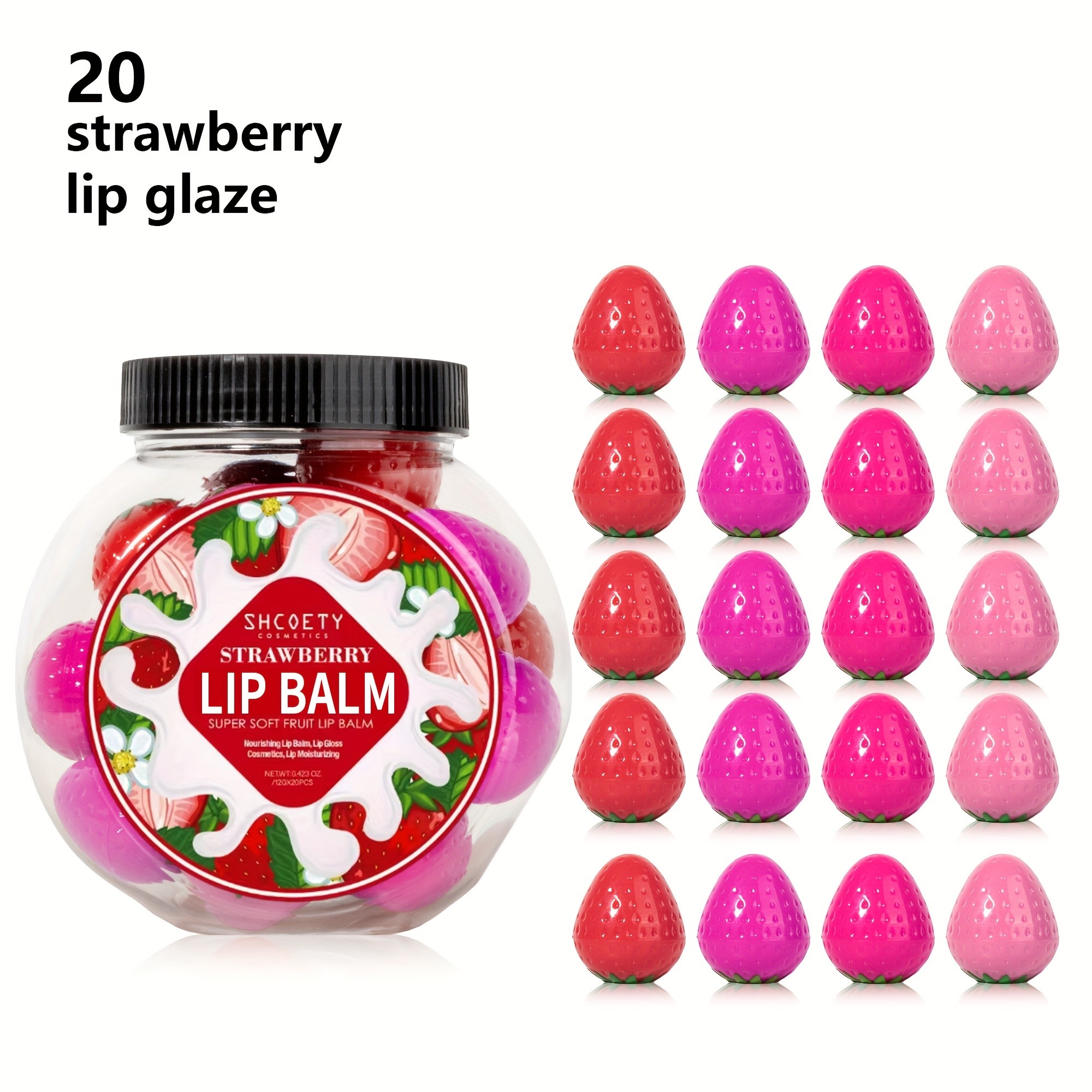 SHCOETY 20pcs Strawberry Lip Balm