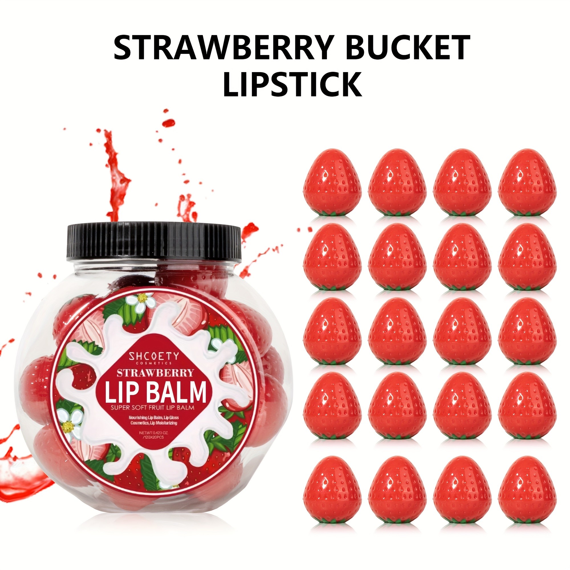 SHCOETY 20pcs Strawberry Lip Balm