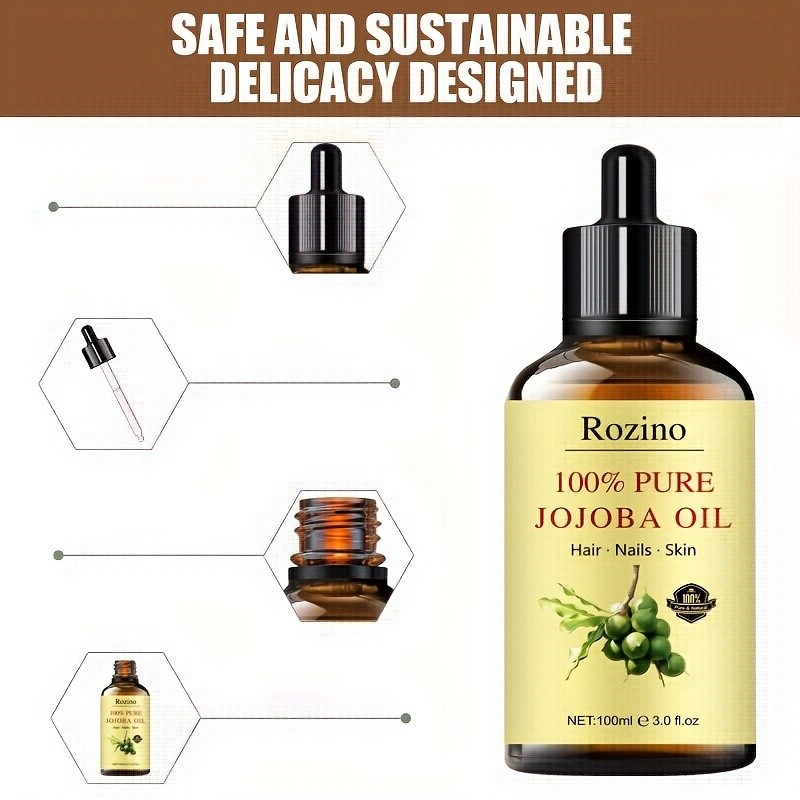 Natural Jojoba Oil Essential Oil – Versatile Skincare for Massage, Hair, Face, and More