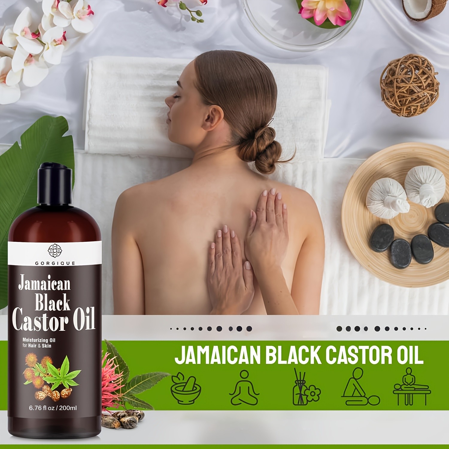 GORGIQUE Jamaica Black Castor Oil – Pure, Cold-Pressed Serum for Hair, Skin, and Nails
