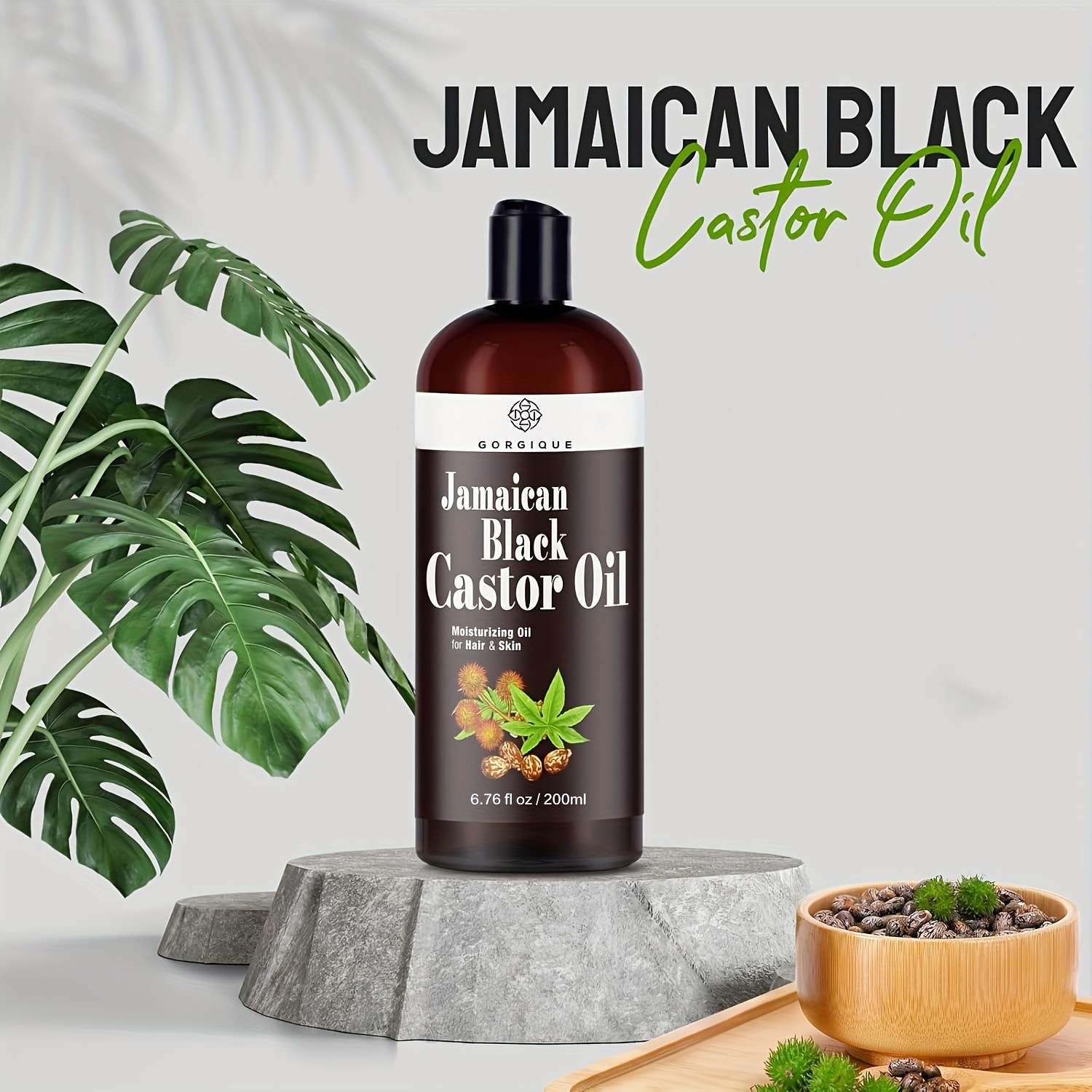 GORGIQUE Jamaica Black Castor Oil – Pure, Cold-Pressed Serum for Hair, Skin, and Nails