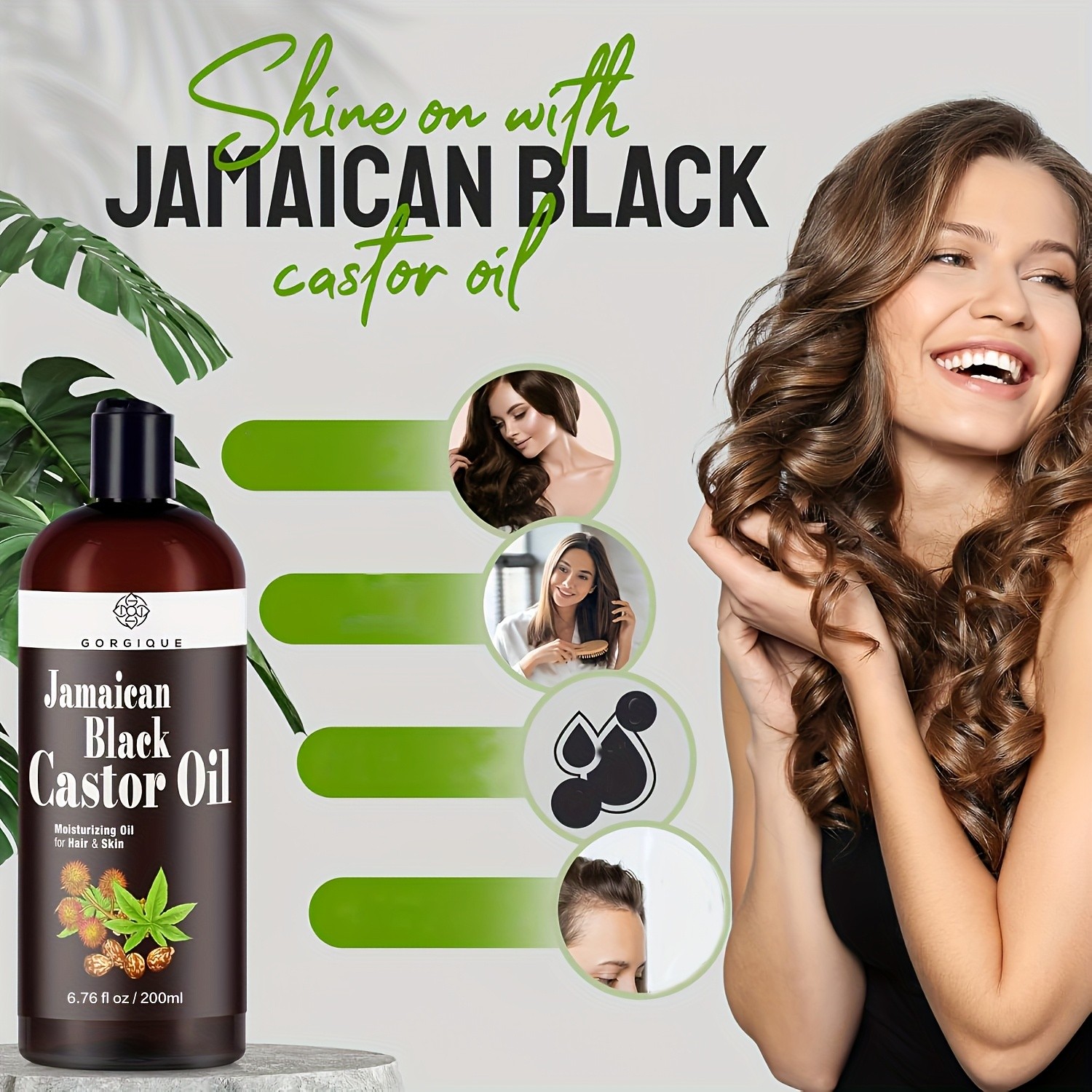 GORGIQUE Jamaica Black Castor Oil – Pure, Cold-Pressed Serum for Hair, Skin, and Nails