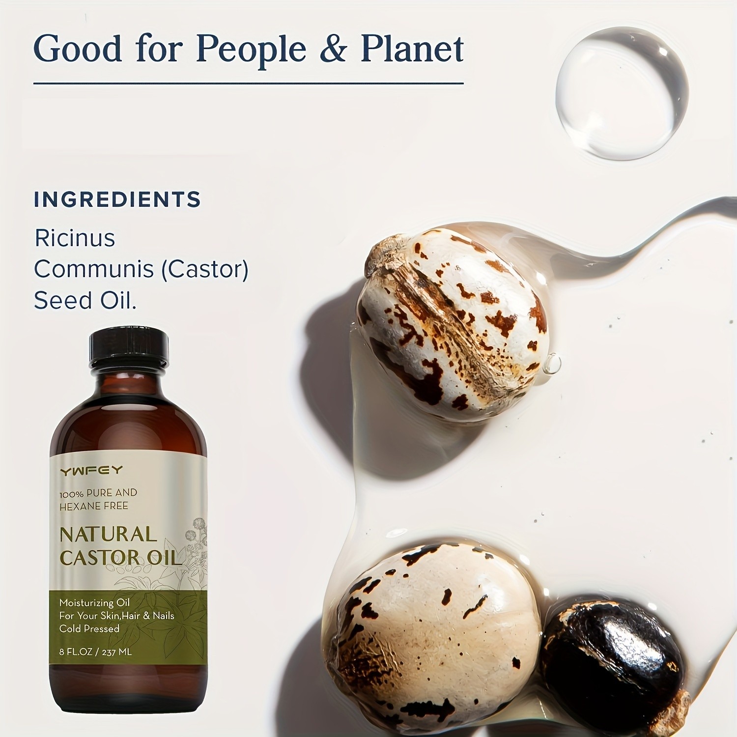 237ml Castor Oil – Cold Pressed, Rich Hydration for Hair, Skin, Lashes & Brows