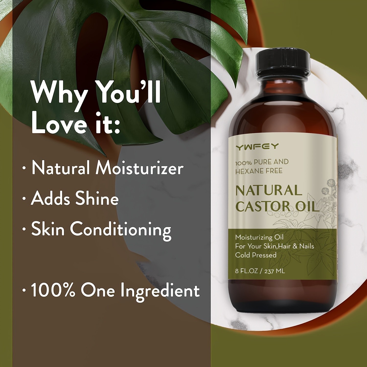 237ml Castor Oil – Cold Pressed, Rich Hydration for Hair, Skin, Lashes & Brows