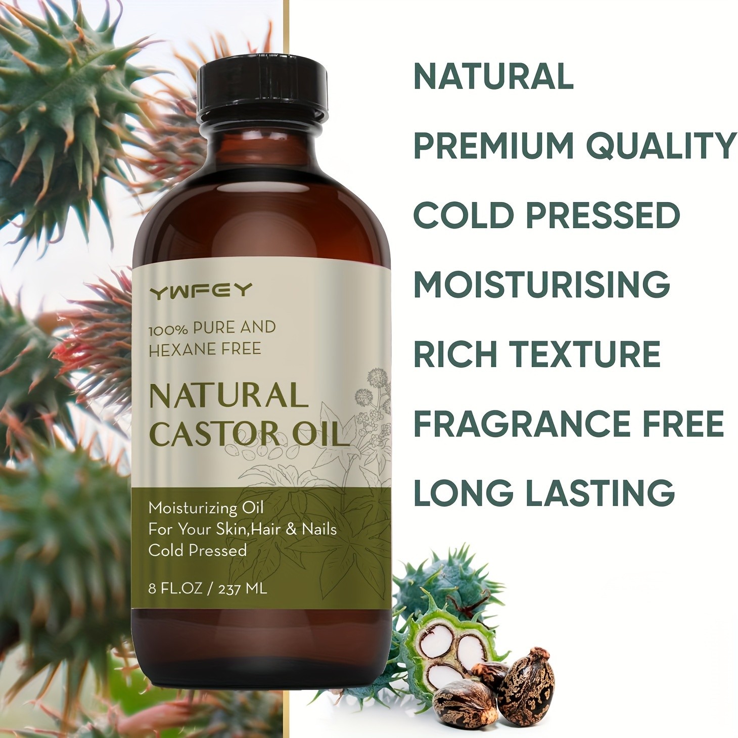 237ml Castor Oil – Cold Pressed, Rich Hydration for Hair, Skin, Lashes & Brows