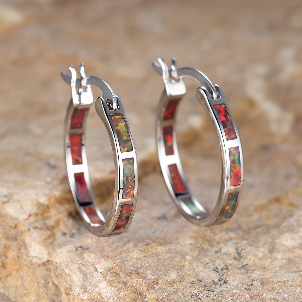 ANGOL Vintage Boho Synthetic Opal Earrings