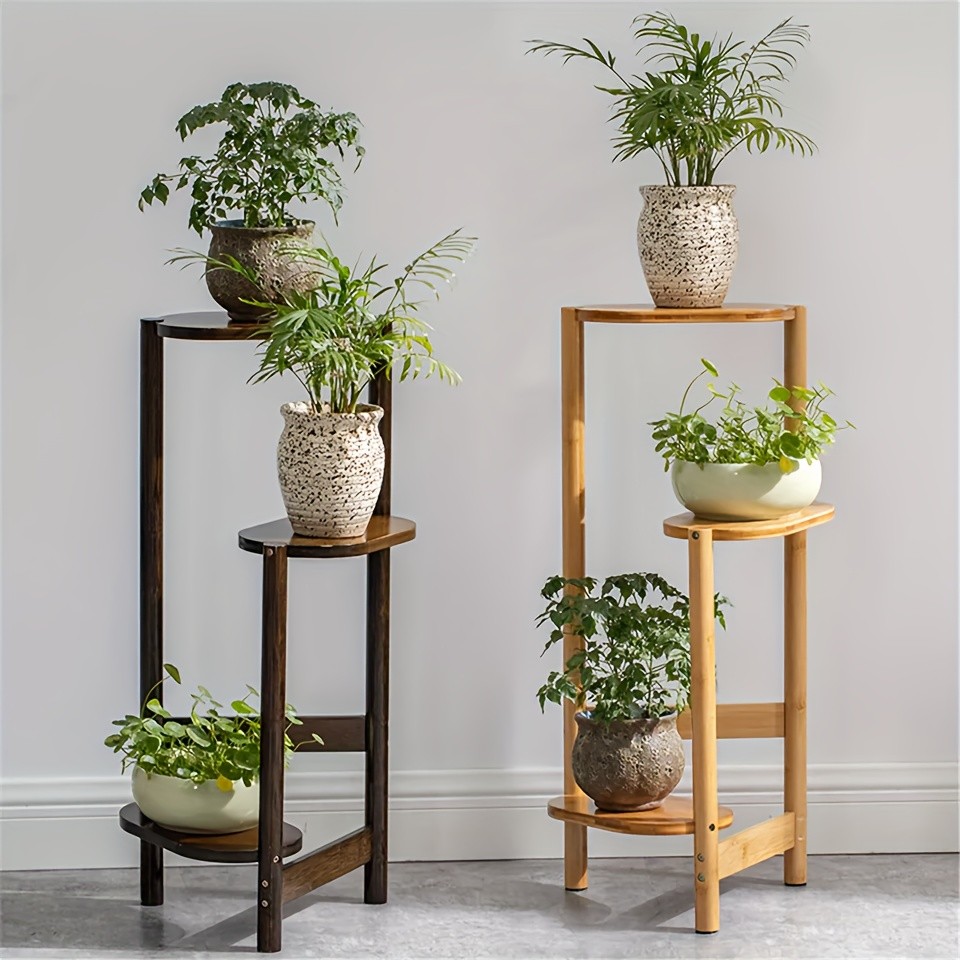 wisfor 3-Tier Bamboo Corner Plant Stand – Space-Saving and Stylish Solution for Indoor and Outdoor Use