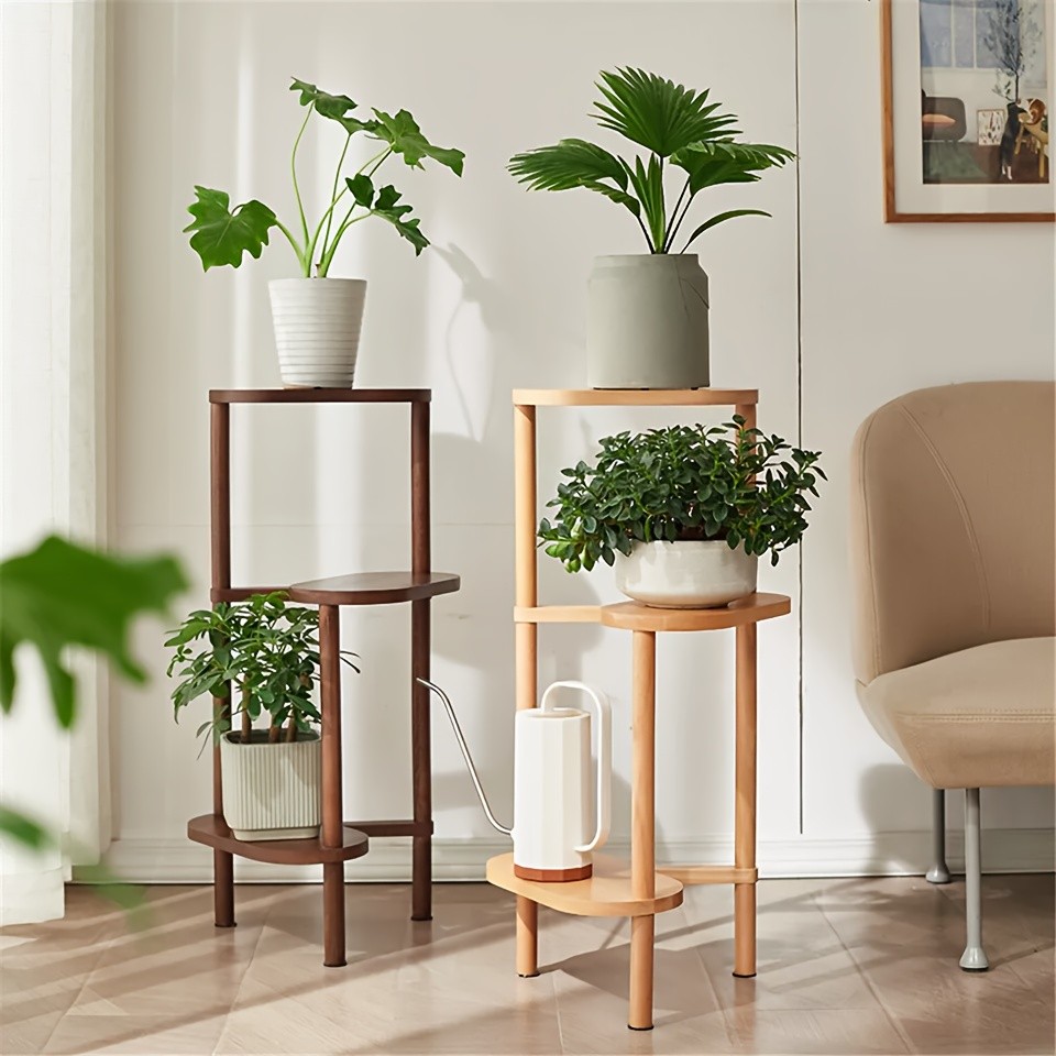 wisfor 3-Tier Bamboo Corner Plant Stand – Space-Saving and Stylish Solution for Indoor and Outdoor Use