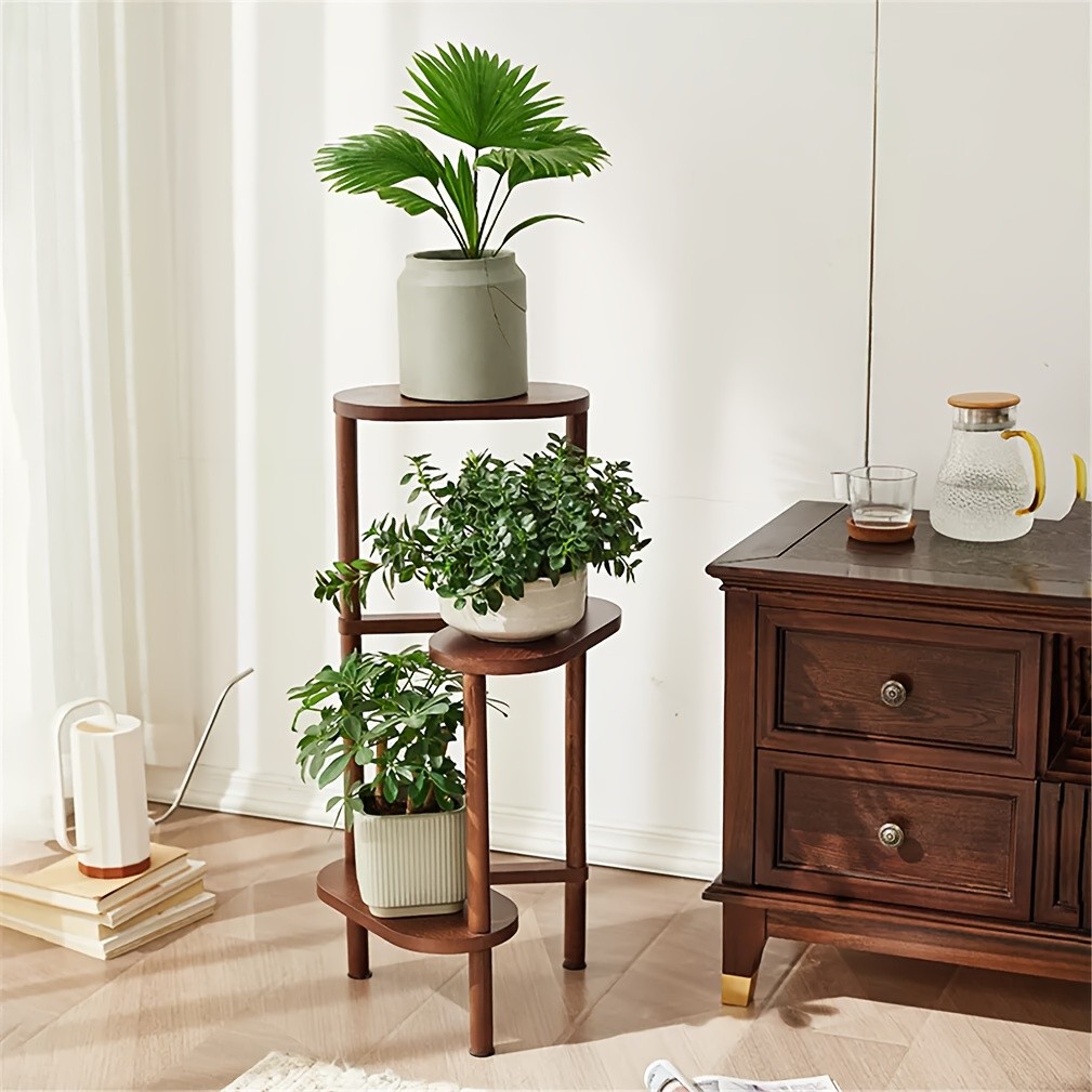 wisfor 3-Tier Bamboo Corner Plant Stand – Space-Saving and Stylish Solution for Indoor and Outdoor Use