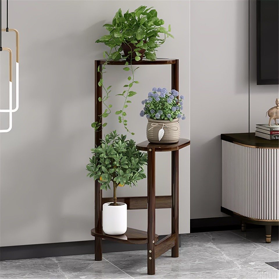 wisfor 3-Tier Bamboo Corner Plant Stand – Space-Saving and Stylish Solution for Indoor and Outdoor Use