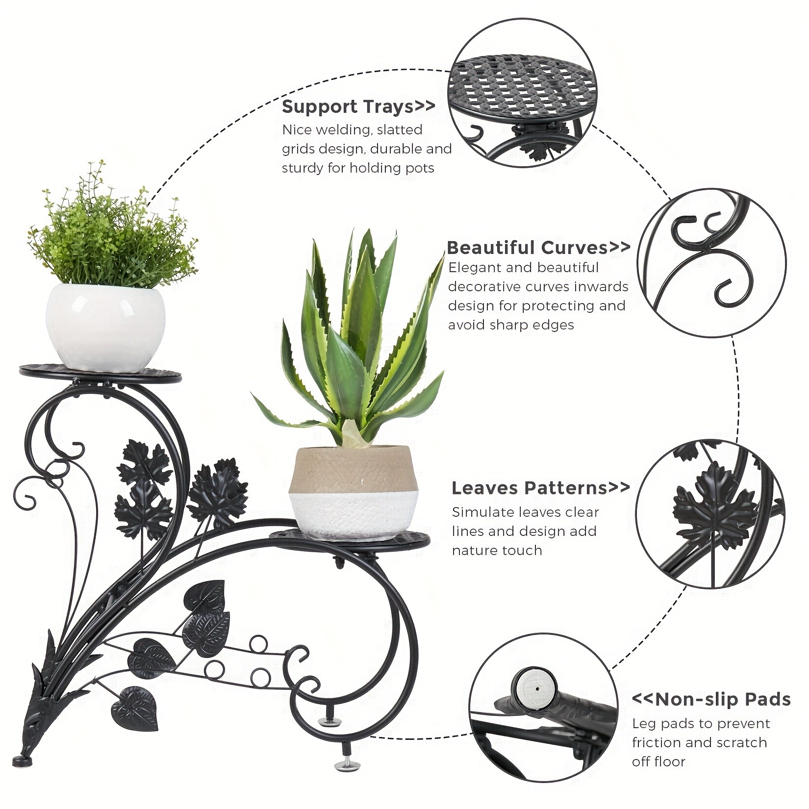 wisfor 4-Tier Tall Plant Pot Stands – Elegant, Durable Design for Indoor and Outdoor Plant Display