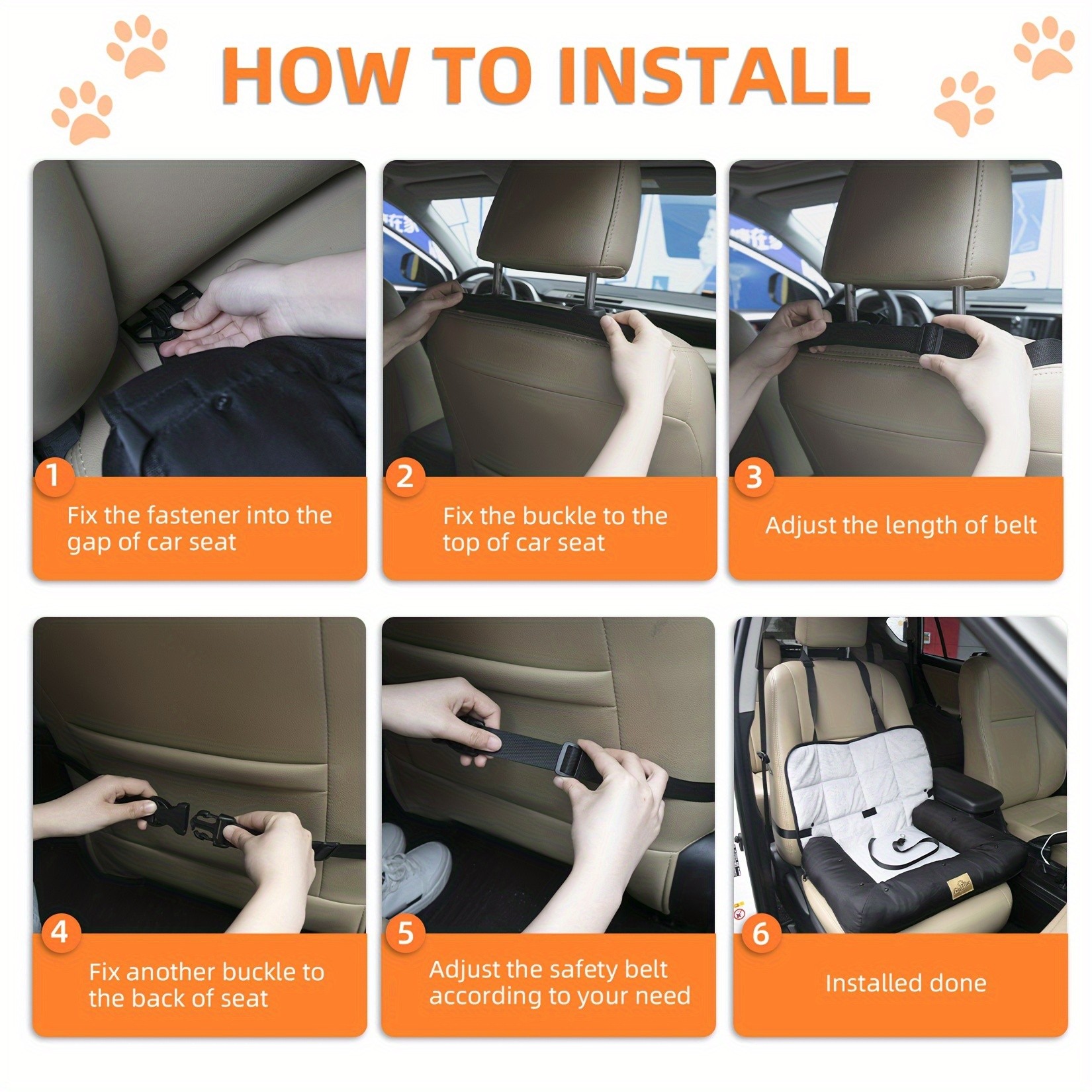 wisfor Memory Foam Dog Car Seat – Multi-Function Travel Seat with Safety Belt and Waterproof Cover for Pets