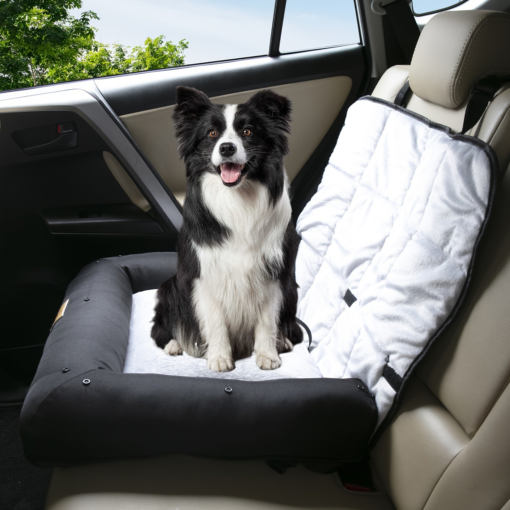 wisfor Memory Foam Dog Car Seat – Multi-Function Travel Seat with Safety Belt and Waterproof Cover for Pets