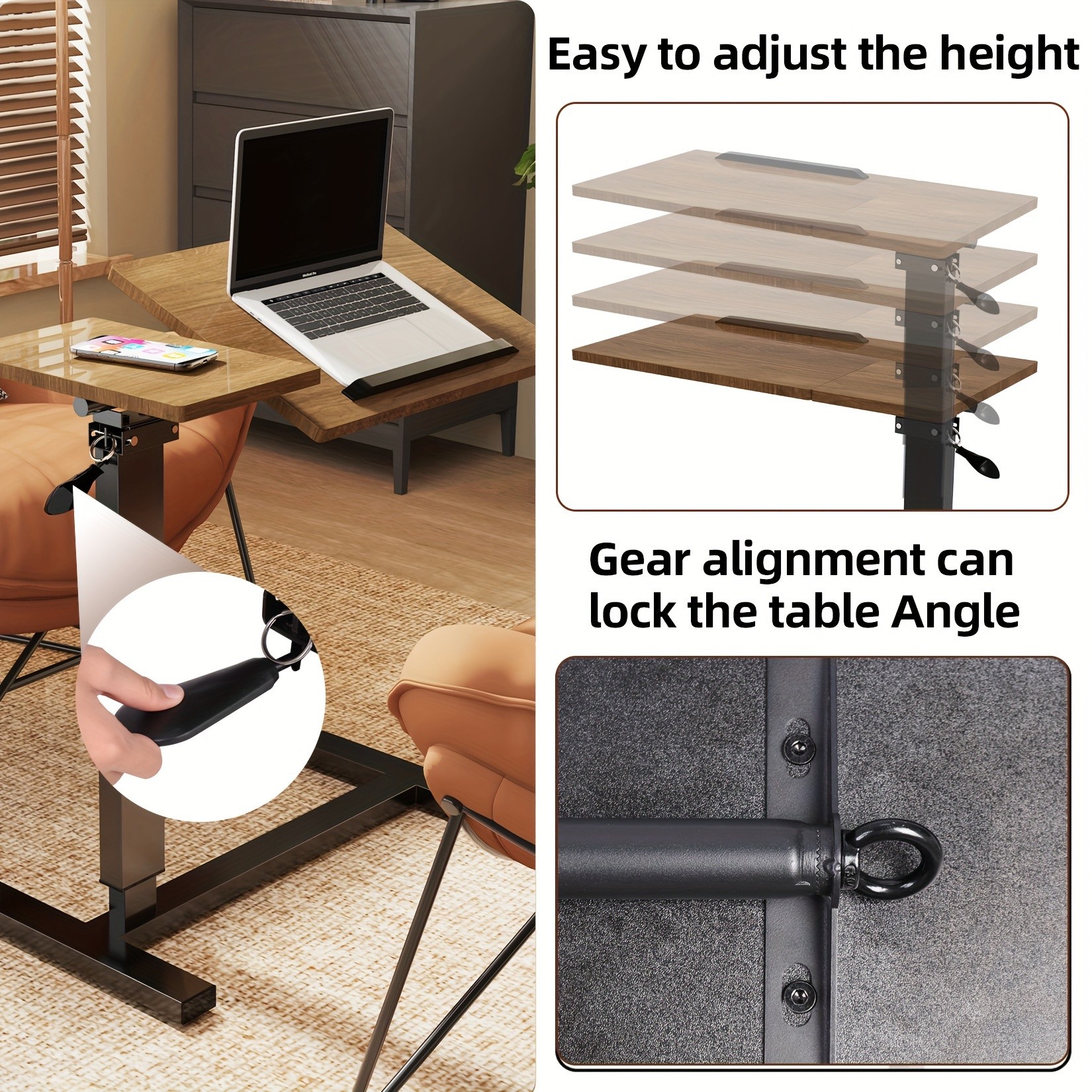 wisfor Versatile Height-Adjustable Over Bed Table – Adjustable, Tilting Design for Comfortable Work and Storage