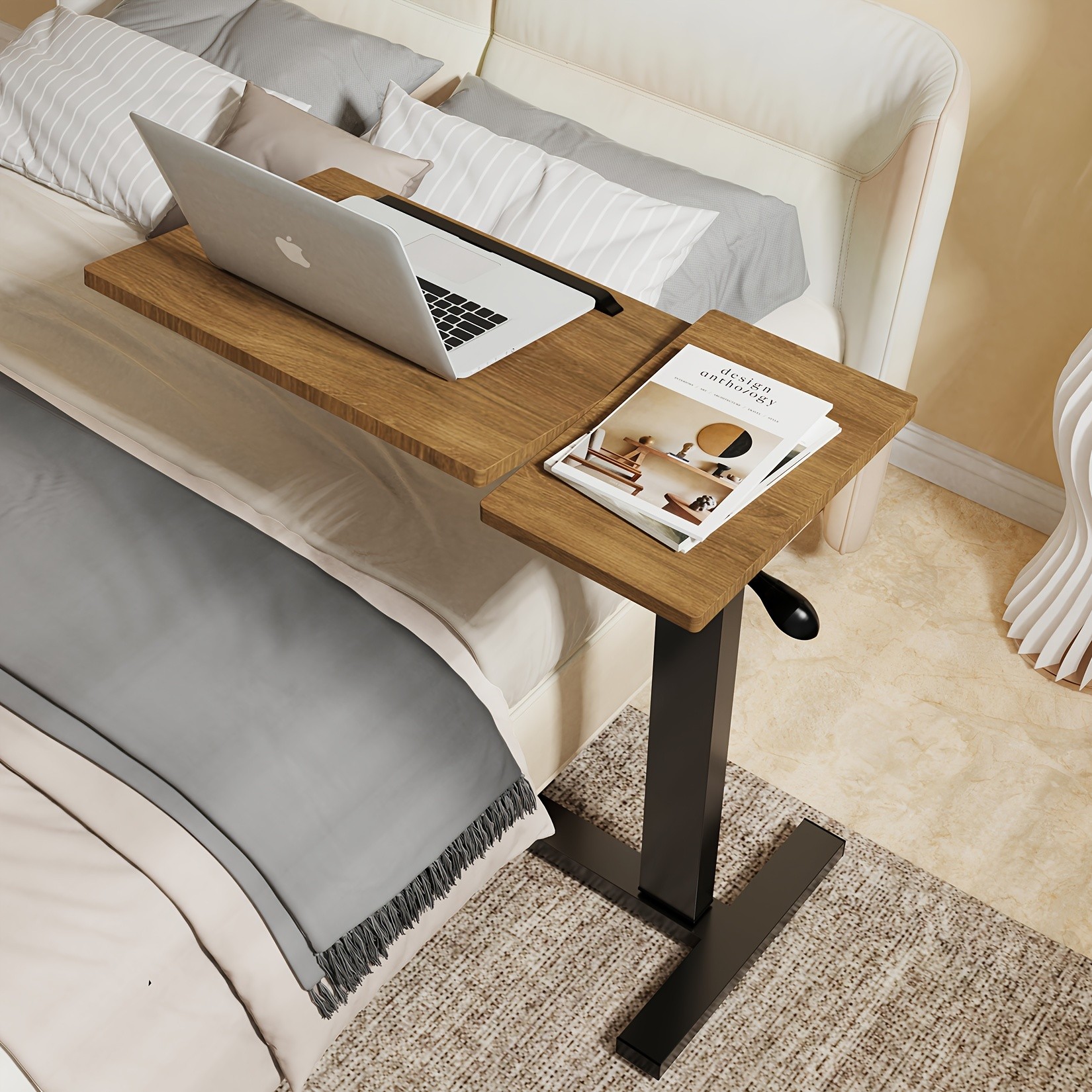 wisfor Versatile Height-Adjustable Over Bed Table – Adjustable, Tilting Design for Comfortable Work and Storage