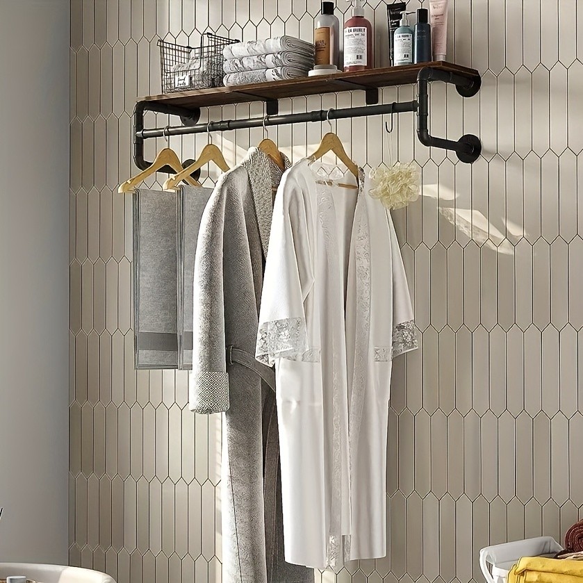 wisfor Heavy Duty Industrial Wall-Mounted Pipe Garment Rack – Maximize Vertical Space with Sturdy Storage Solutions