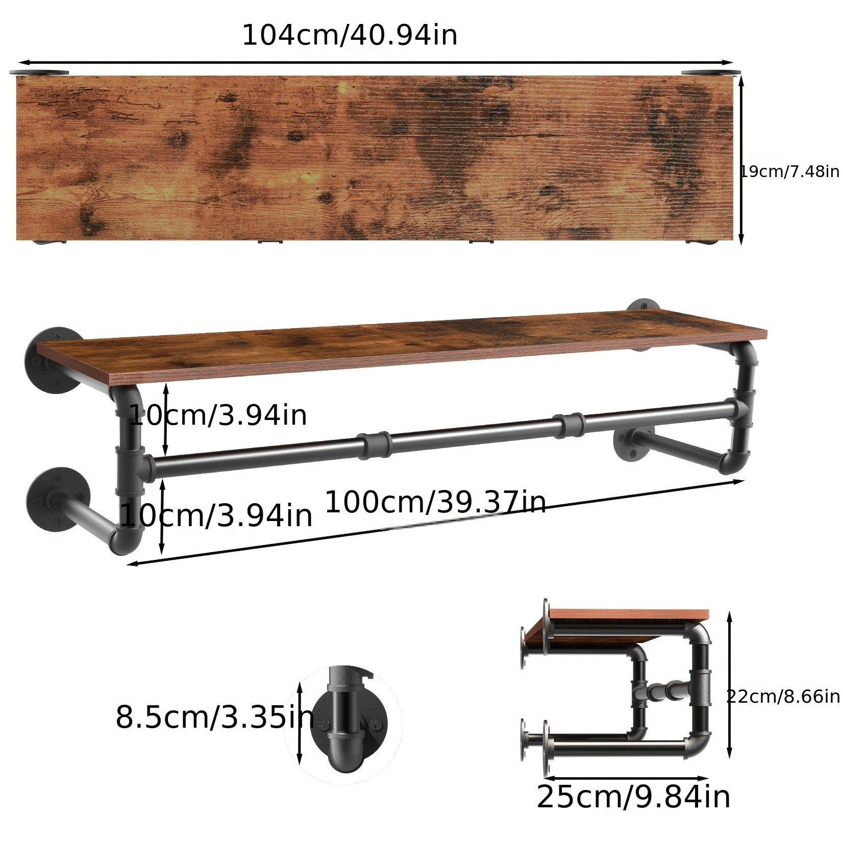 wisfor Heavy Duty Industrial Wall-Mounted Pipe Garment Rack – Maximize Vertical Space with Sturdy Storage Solutions
