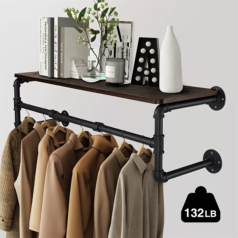 wisfor Heavy Duty Industrial Wall-Mounted Pipe Garment Rack – Maximize Vertical Space with Sturdy Storage Solutions