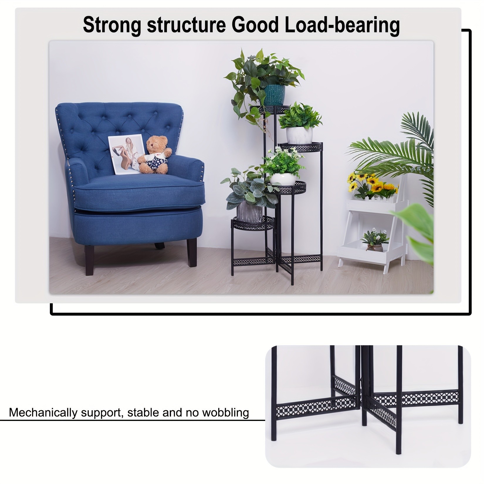 wisfor 4-Tier Folding Metal Planter Pots Holder – Elegant and Durable Storage for Indoor and Outdoor Plants