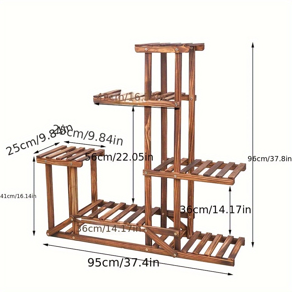 wisfor Sturdy 6-Tier Pine Wood Planter Stand – Elegant and Practical Flower Display Rack for Indoor and Outdoor Use