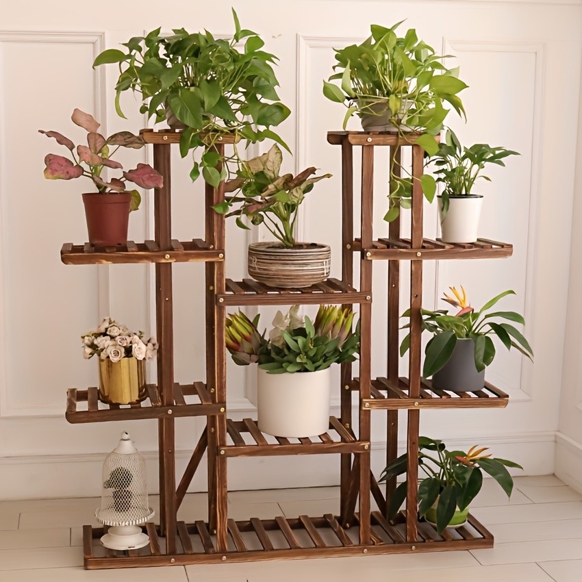 wisfor 11-Tier Wooden Plant Stand – Elegant Display Rack for Your Garden & Home