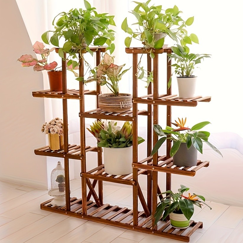 wisfor 11-Tier Wooden Plant Stand – Elegant Display Rack for Your Garden & Home