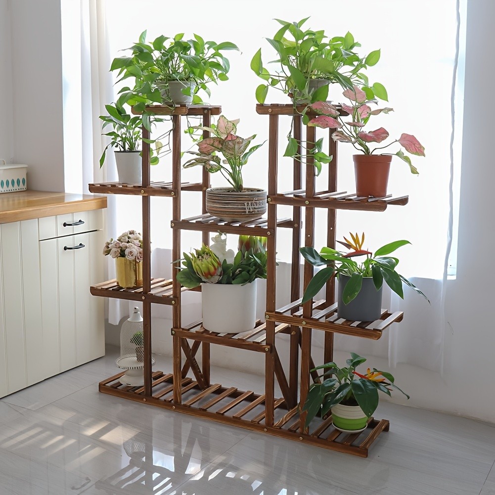 wisfor 11-Tier Wooden Plant Stand – Elegant Display Rack for Your Garden & Home