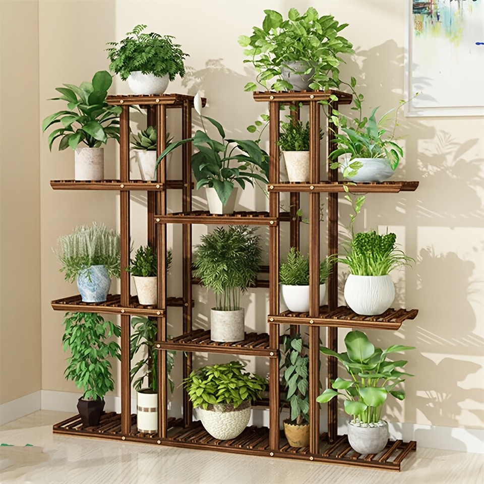 wisfor 11-Tier Wooden Plant Stand – Elegant Display Rack for Your Garden & Home