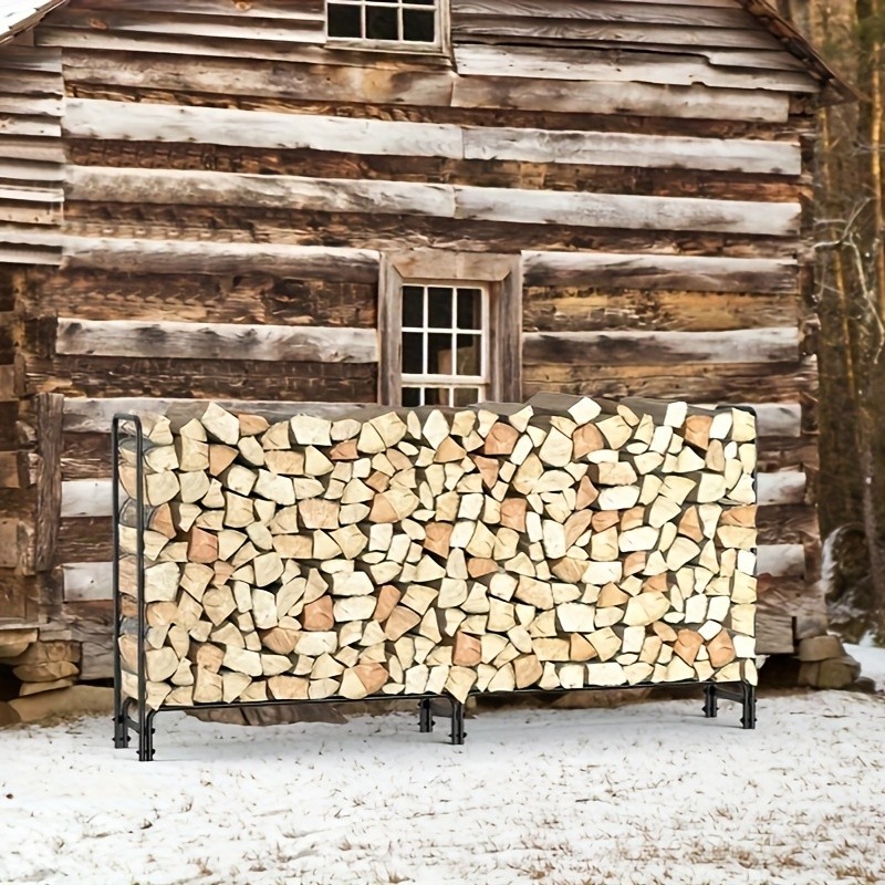wisfor Metal Iron Firewood Rack – Heavy Duty Log Storage for Fireplace