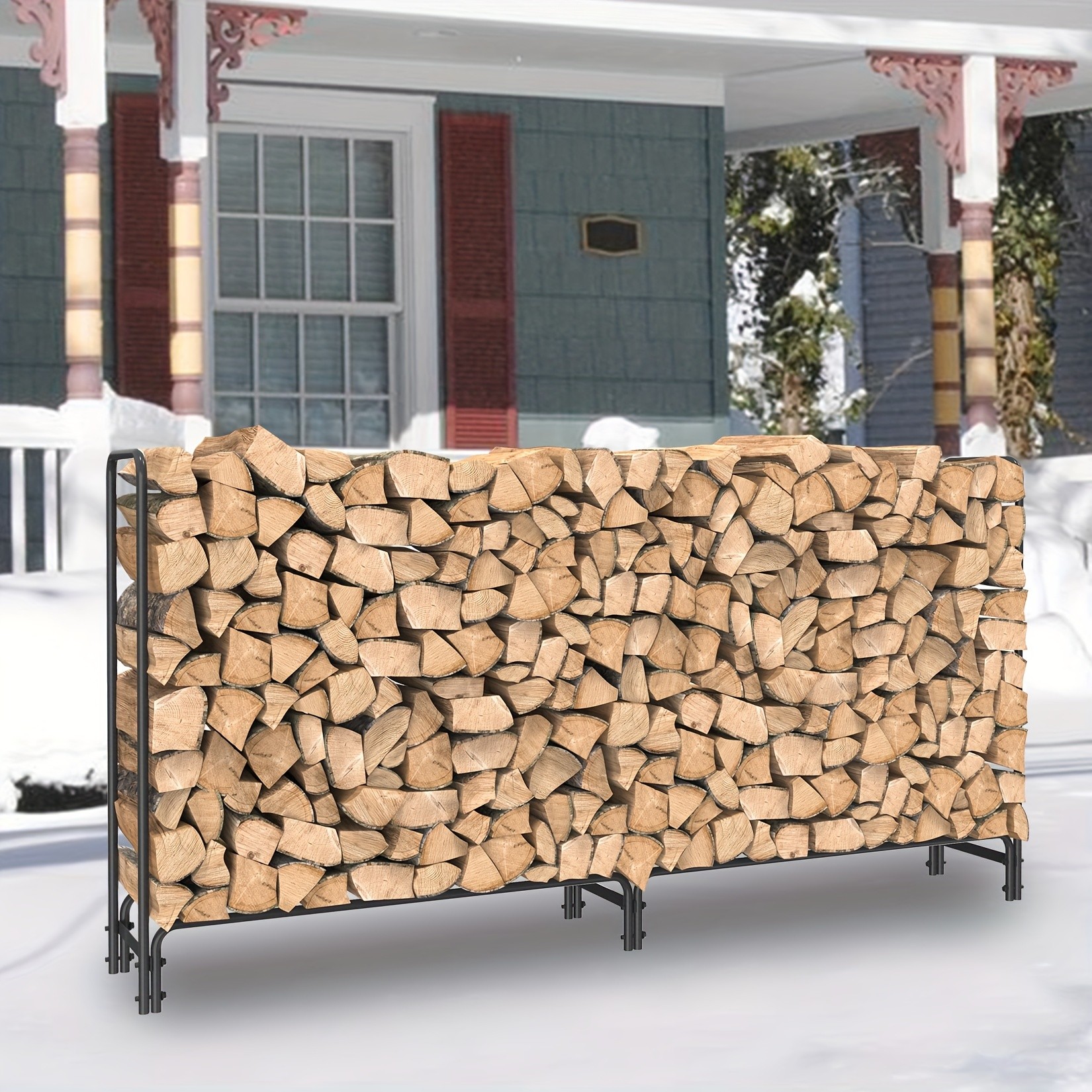 wisfor Metal Iron Firewood Rack – Heavy Duty Log Storage for Fireplace