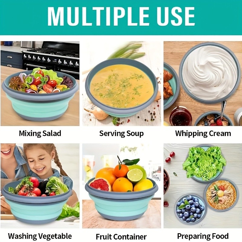 FARIDABIO Silicone Folding Bowls with Lid – Portable and Expandable Food Storage for Outdoor Adventures