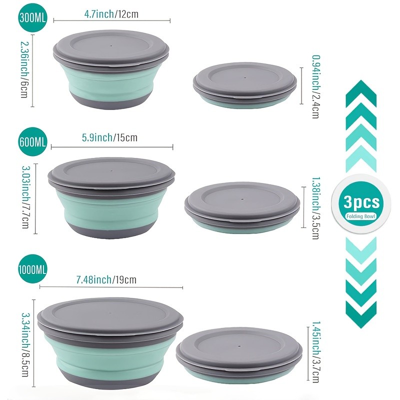 FARIDABIO Silicone Folding Bowls with Lid – Portable and Expandable Food Storage for Outdoor Adventures