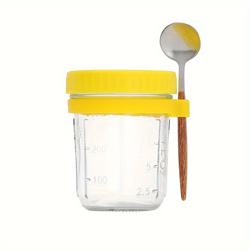 FARIDABIO 12oz Overnight Oat Cup – Portable Glass Container with Lid and Spoon for On-the-Go Breakfast
