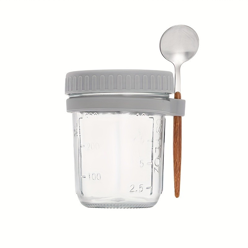 FARIDABIO 12oz Overnight Oat Cup – Portable Glass Container with Lid and Spoon for On-the-Go Breakfast