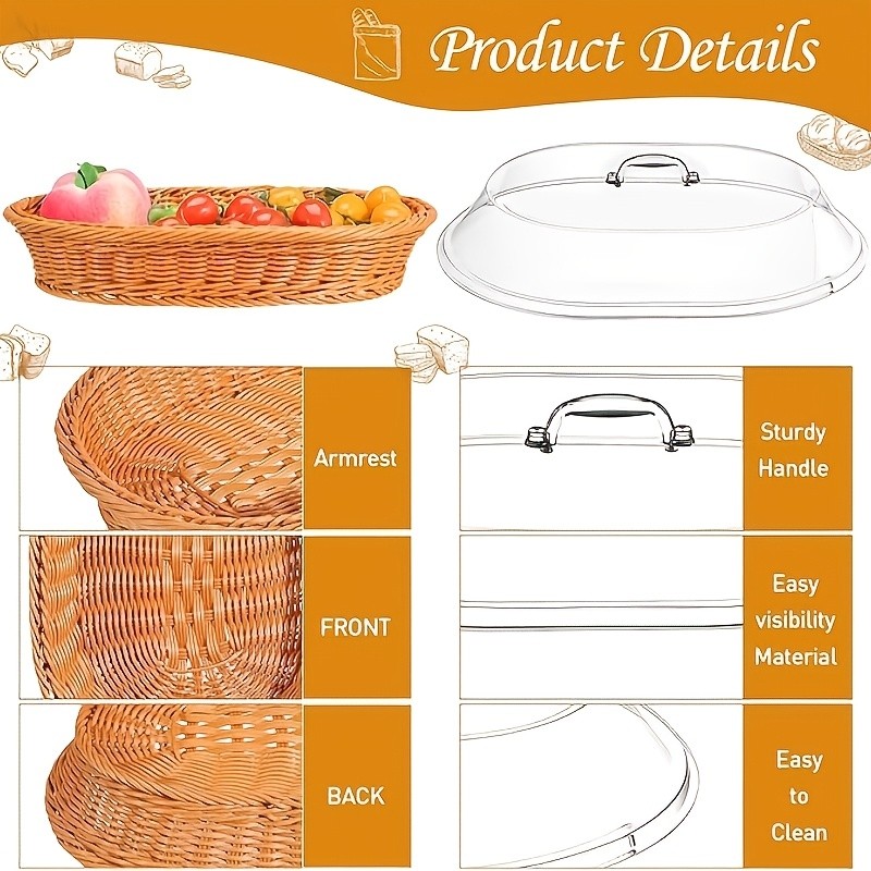FARIDABIO Bread Basket with Clear Acrylic Lid – Stylish and Durable Food Storage for Pastries and Desserts