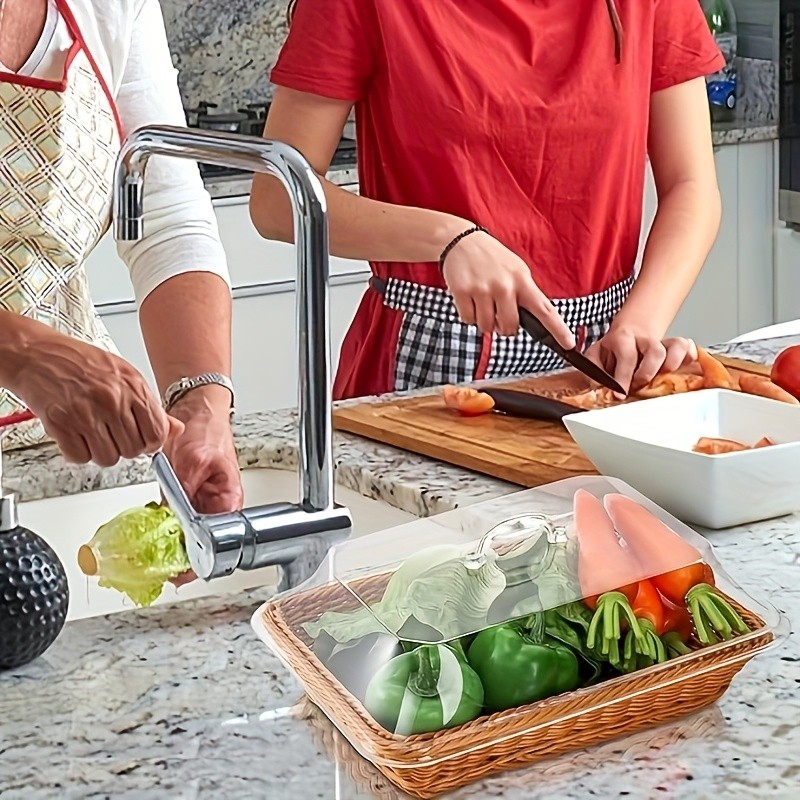 FARIDABIO Bread Basket with Clear Acrylic Lid – Stylish and Durable Food Storage for Pastries and Desserts